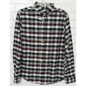 Goodfellow Men's Button Up Shirt Size Small Slim Fit Long Sleeve Burgundy Check